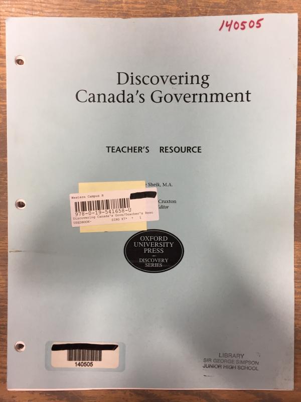 Discovering Canada's Government: Teacher
