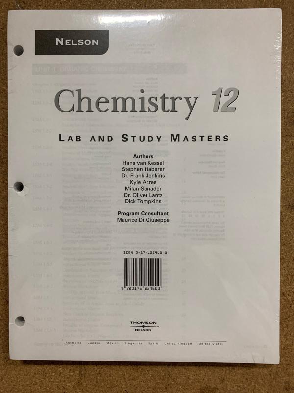 Nelson Chemistry 12 Lab & Study Masters