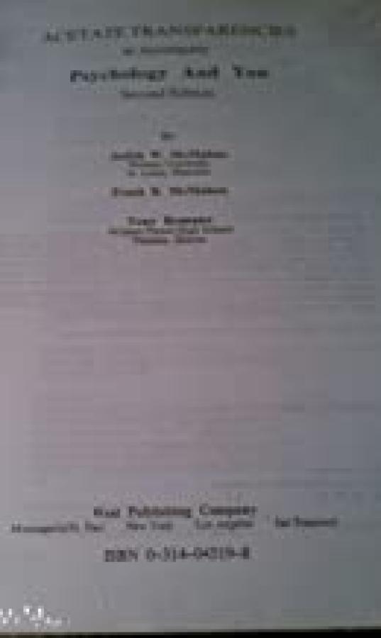 Psychology and You 2/E Acetate Transpare