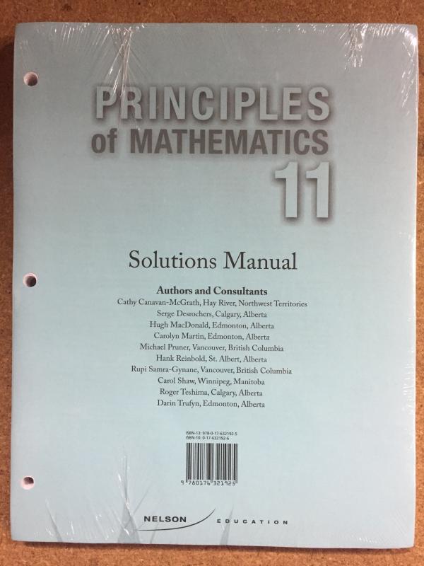 Principles of Math 11 Solutions Manual
