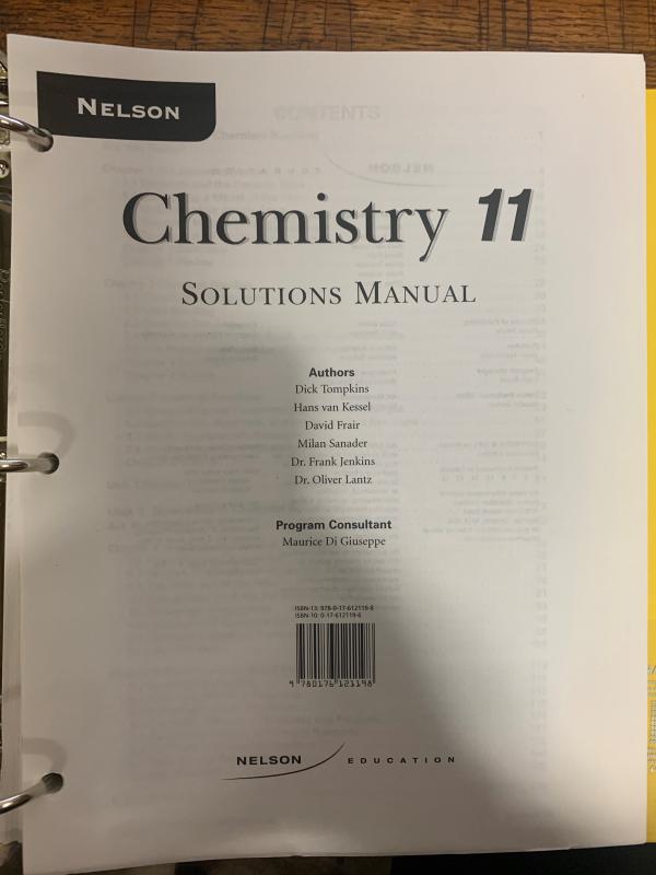 Nelson Chemistry 11 Nat Ed Solutions Man