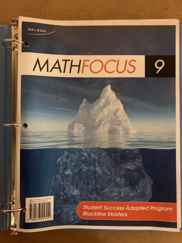 Math Focus 9 Student Success Adapted BLM